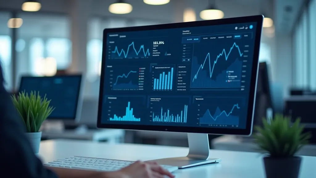 Finanšu dati un grafiki ar augšupvērstām līnijām uz datorekrāna